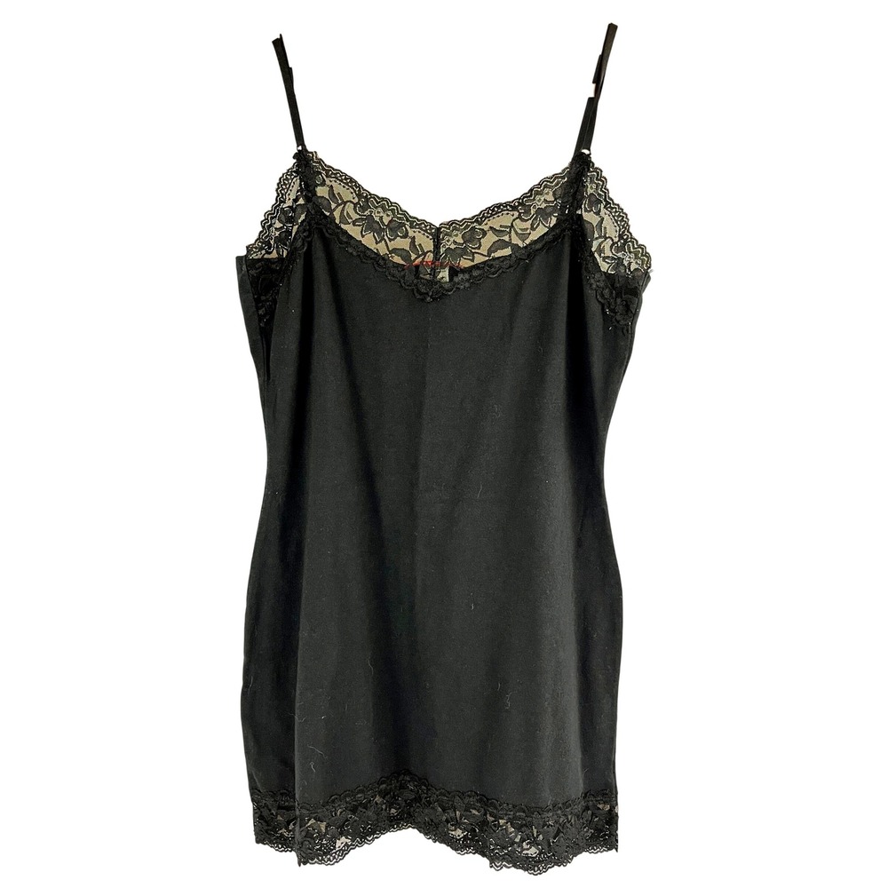 Panhandle Slim's Cami Tank Top Lace Trim Black Large Adjustable Fairy Grunge